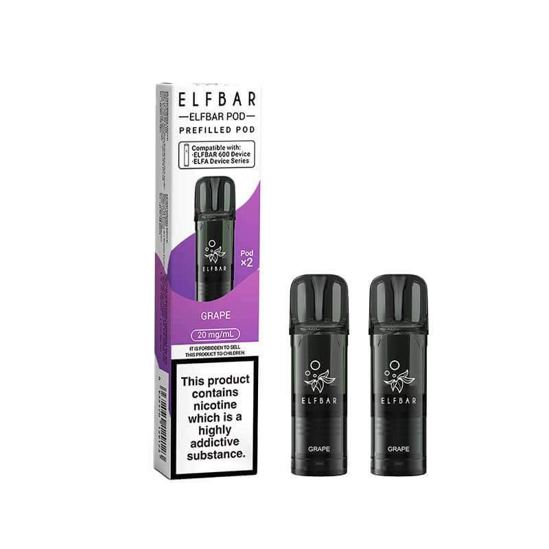 Elf Bar 600 Grape Prefilled Vape Pods 20mg - 2PK