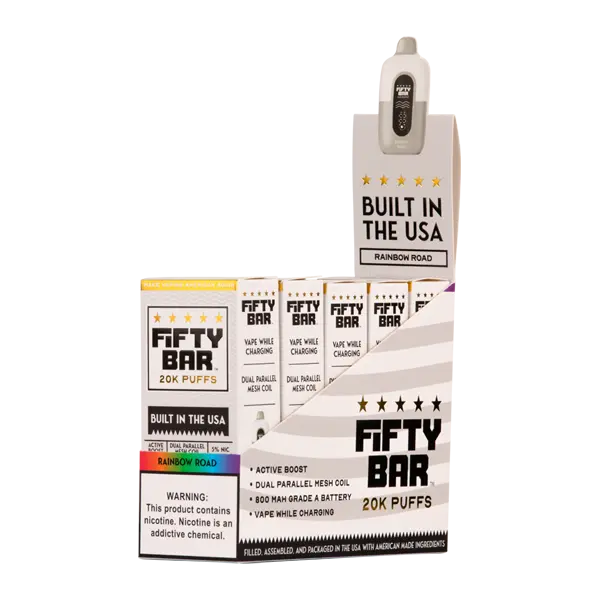 BUY 1 GET 1 FREE Rainbow Road Fifty Bar 20K | Vape Amazon India Beard Vape Co