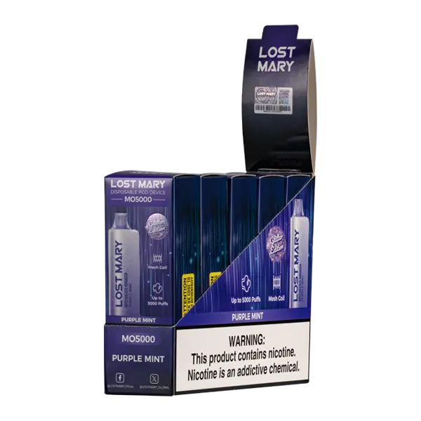 BUY 1 GET 1 FREE Purple Mint Lost Mary MO5000 (Glitter Edition) | Vape Amazon India Lost Mary