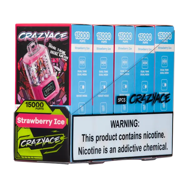 BUY 1 GET 1 FREE Strawberry Ice Crazy Ace B15000 | Vape Amazon India Crazy Ace