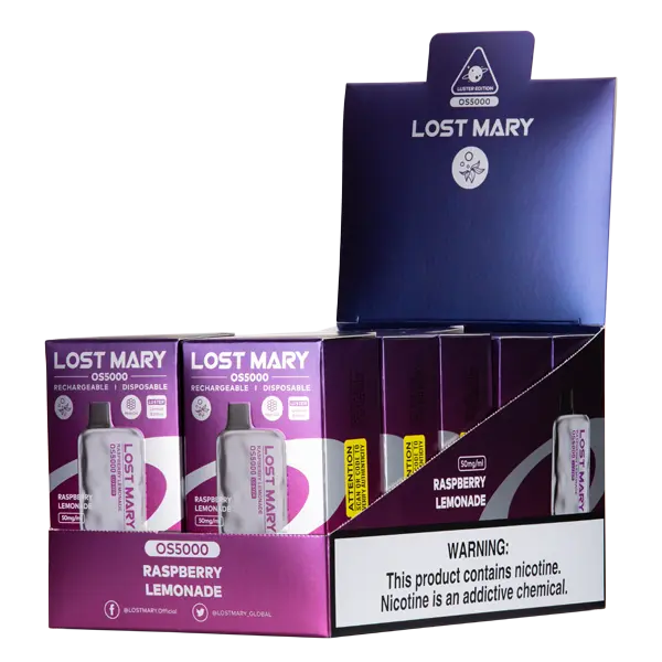 BUY 1 GET 1 FREE Raspberry Lemonade Lost Mary OS5000 Luster | Vape Amazon India Lost Mary