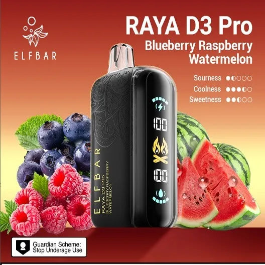 Elf Bar Raya D3 Pro 30K Blueberry Raspberry Watermelon - Vape Shop Noida