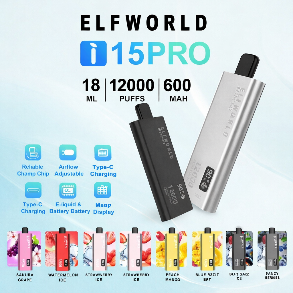 Elf World 15pro 12000 Puffs | 50mg Nic Disposable | Slim Metal Body | Dedicated Indicators