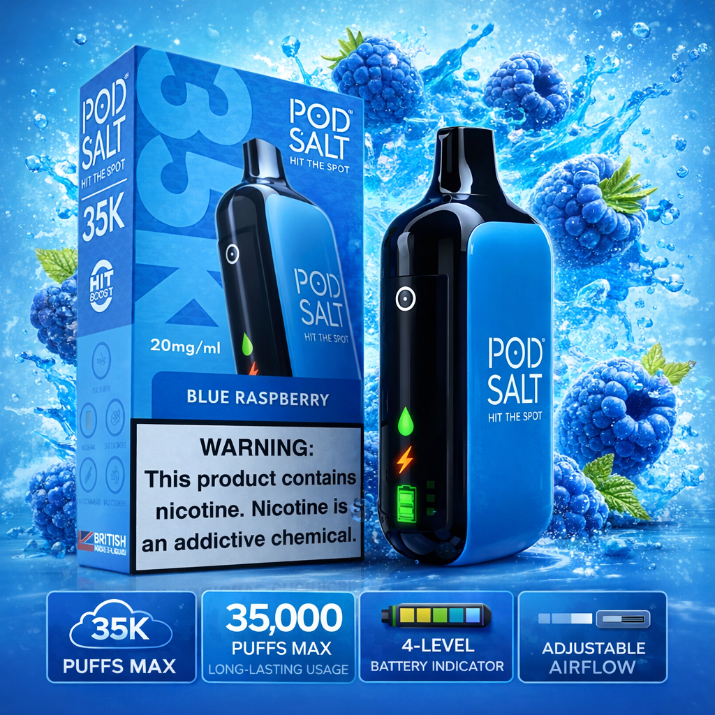 Pod Salt Hit The Spot 35000 Puffs Disposable Vape – Rechargeable LED Screen 35K Puff Device