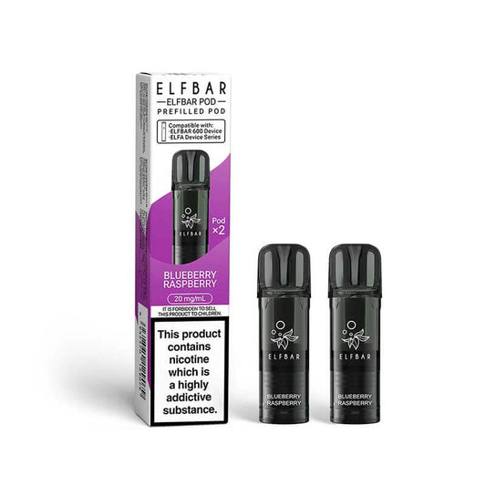 Elf Bar 600 Blueberry Raspberry Prefilled Vape Pods 20mg - 2PK
