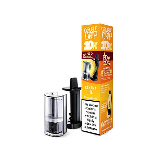 Double Drip 10K Banana Ice Prefilled Vape Pods + Refill