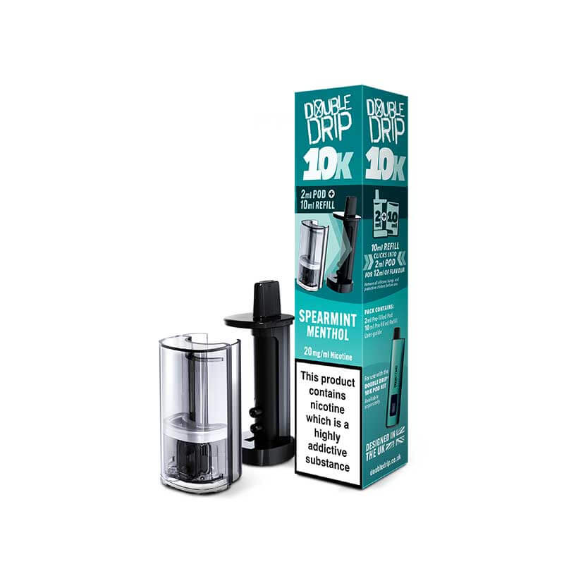 Double Drip 10K Spearmint Menthol Prefilled Vape Pods + Refill