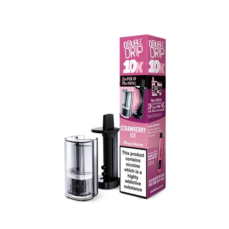 Double Drip 10K Strawberry Ice Prefilled Vape Pods + Refill