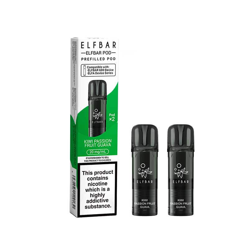 Elf Bar 600 Kiwi Passionfruit Guava Prefilled Vape Pods 20mg - 2PK