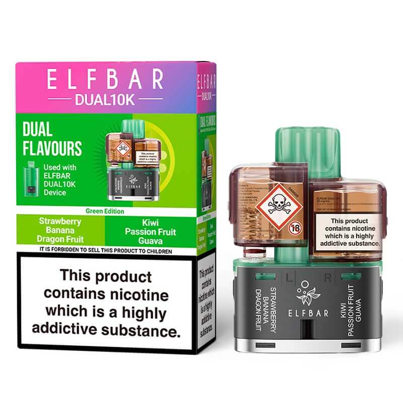 Elf Bar Dual 10K Green Edition Prefilled Pod + Refill