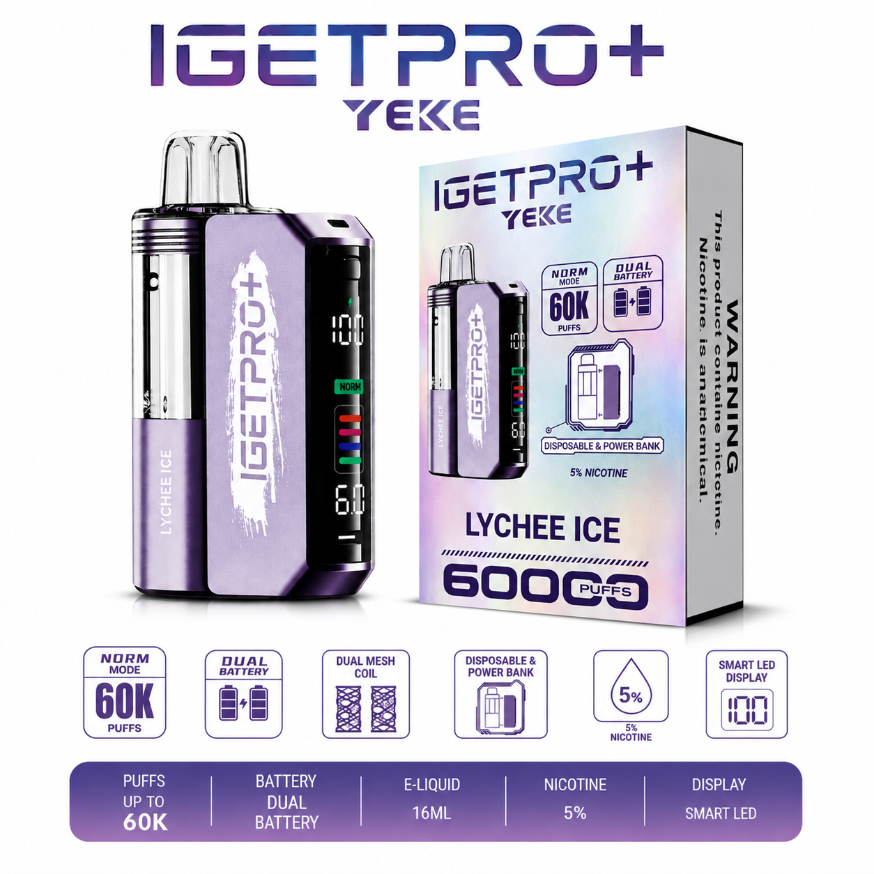 IGET PRO+ YEKE 60000 Puffs