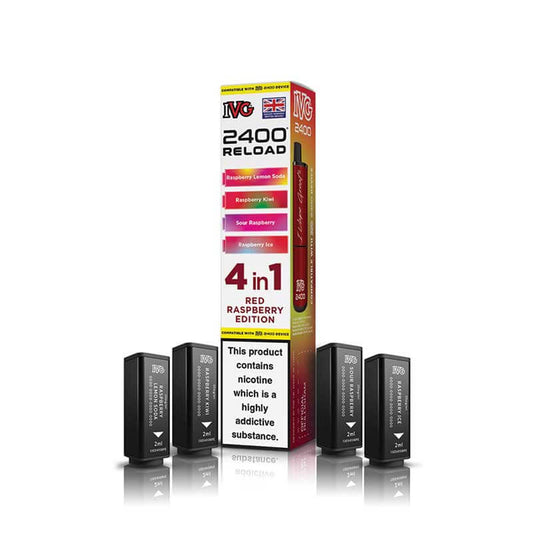 IVG 2400 Reload Red Raspberry Edition Prefilled Vape Pods - 20mg - 4PK