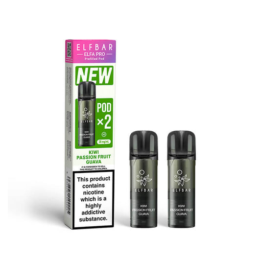 Elf Bar Elfa Pro Kiwi Passionfruit Guava Prefilled Pod 20mg - 2 Pack