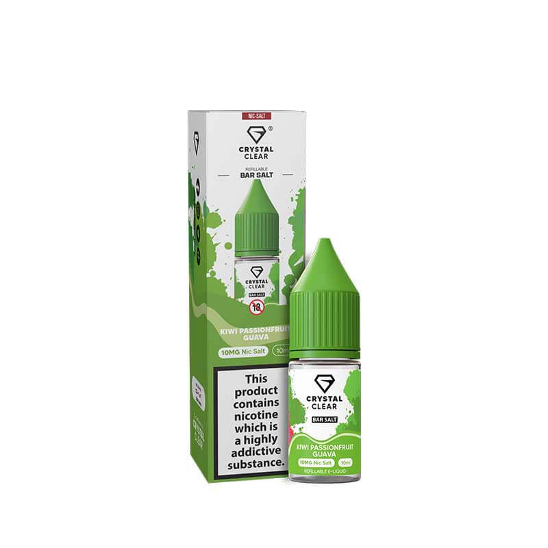 Crystal Clear Bar Salts Kiwi Passionfruit Guava Nic Salts 10ml E-Liquid