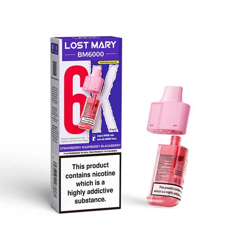 Lost Mary BM6000 Strawberry Raspberry Blackberry Prefilled Vape Pods - 20mg