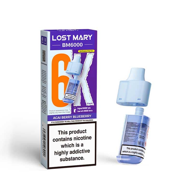 Lost Mary BM6000 Acai Berry Blueberry Prefilled Vape Pods - 20mg