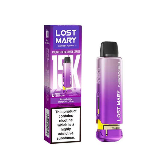 Lost Mary Nera15K Strawberry Raspberry Ice Prefilled Vape Pods