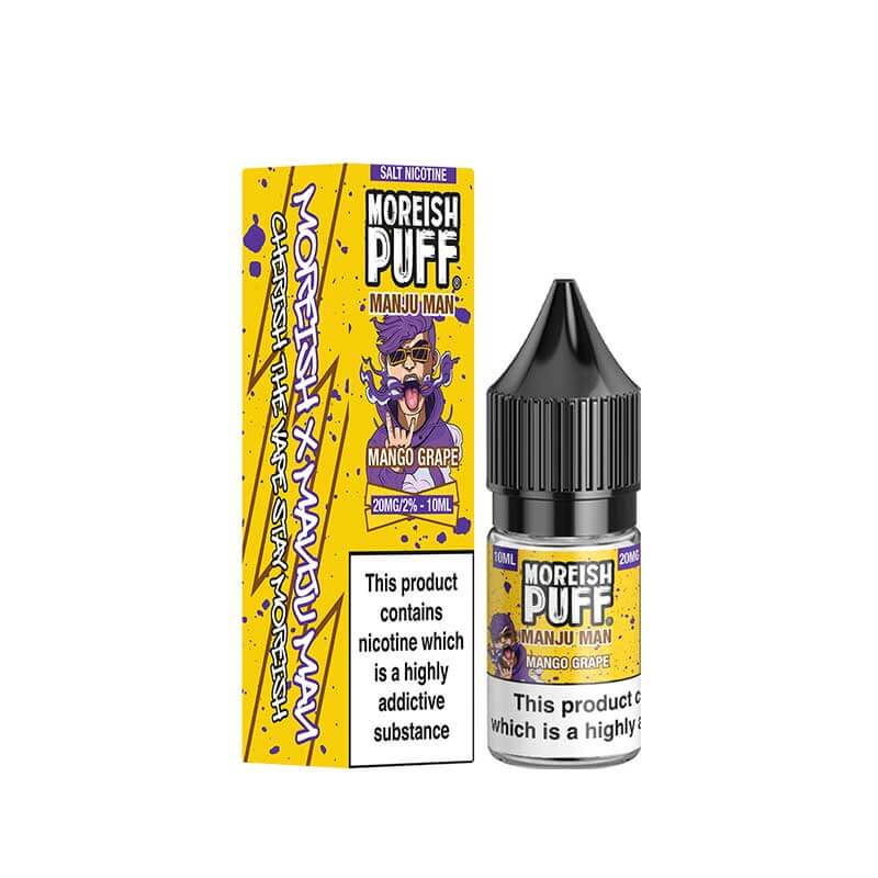 Moreish Puff Manju Man Mango Grape Nic Salts E-Liquid 10ml