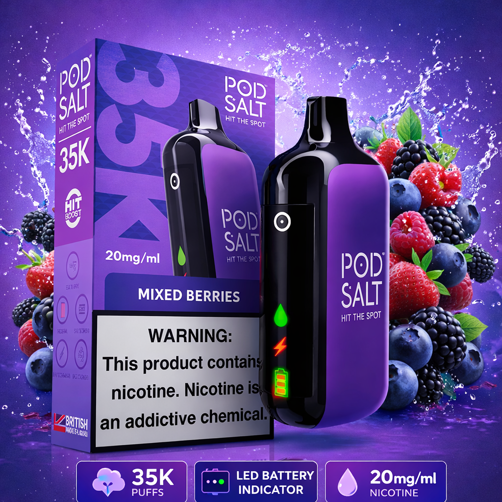 Pod Salt Hit The Spot 35000 Puffs Disposable Vape – Rechargeable LED Screen 35K Puff Device