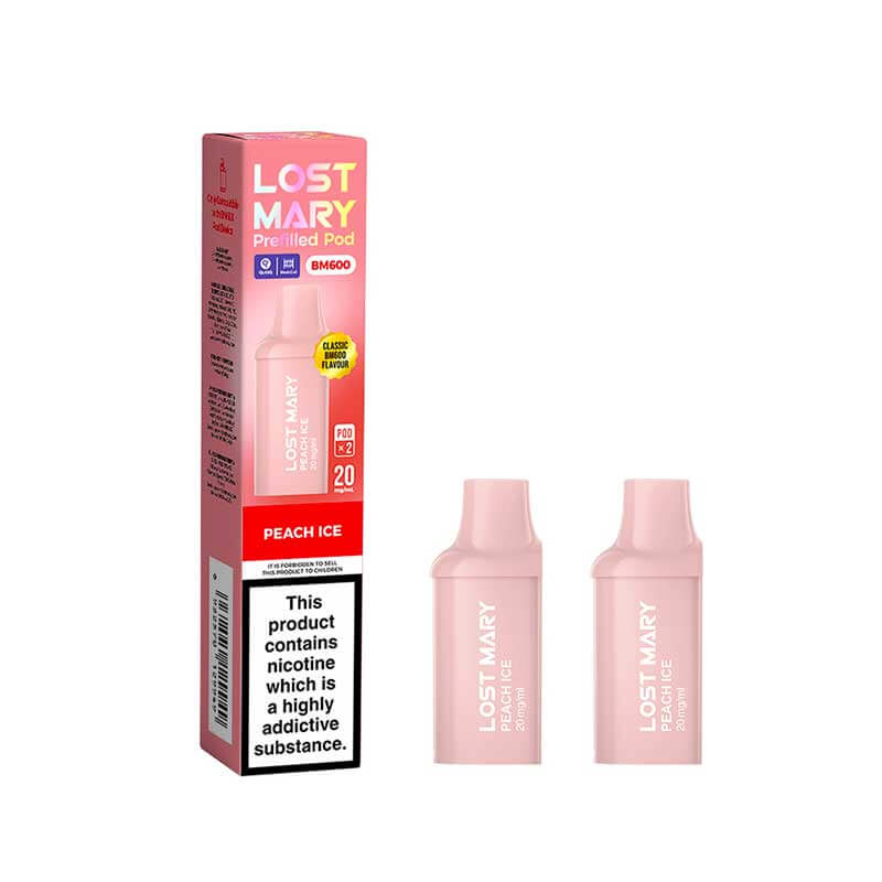 Lost Mary BM600 Peach Ice Prefilled Vape Pods 20mg - 2PK