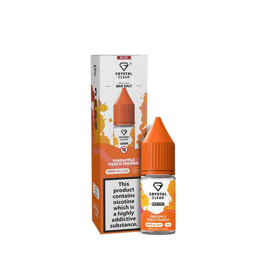 Crystal Clear Bar Salts Pineapple Peach Mango Nic Salts 10ml E-Liquid
