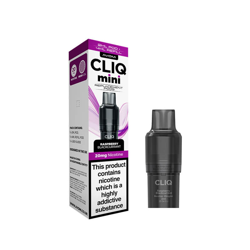 Avomi CLIQ Mini Prefilled Vape Pod + Refill - Raspberry Blackcurrant