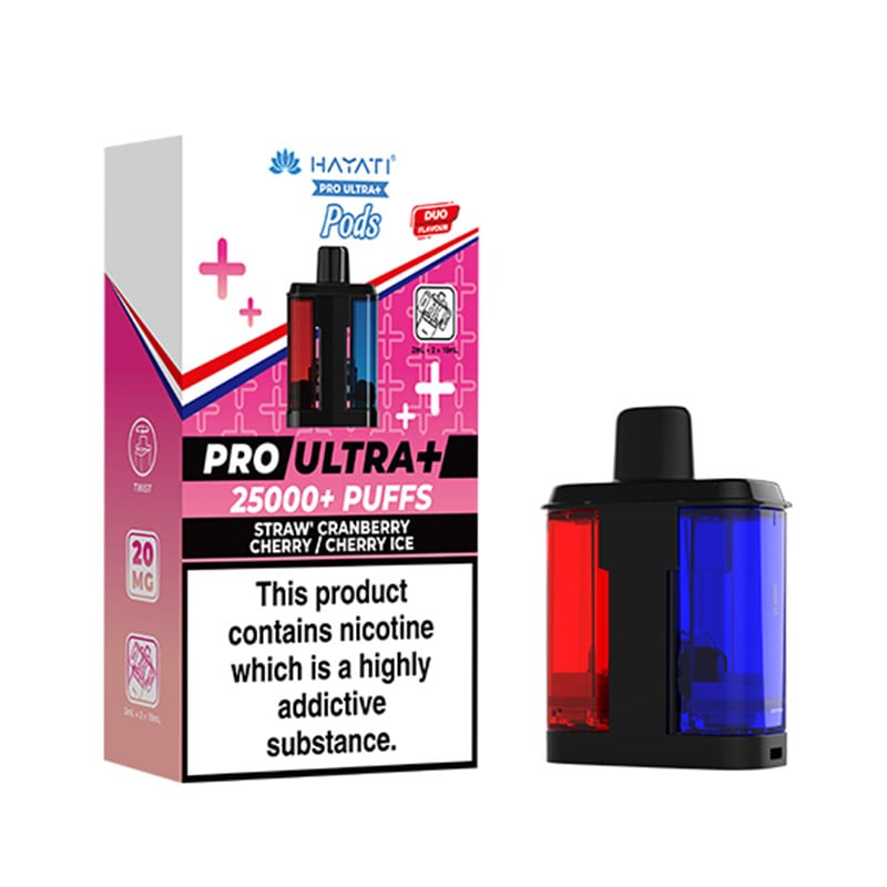 Hayati Pro Ultra Plus 25k Straw Cranberry Cherry / Cherry Ice Prefilled Pod + Refill