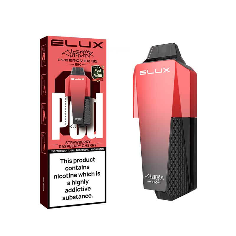 Elux Cyberover 6K Strawberry Raspberry Cherry Prefilled Vape Pods + Refill