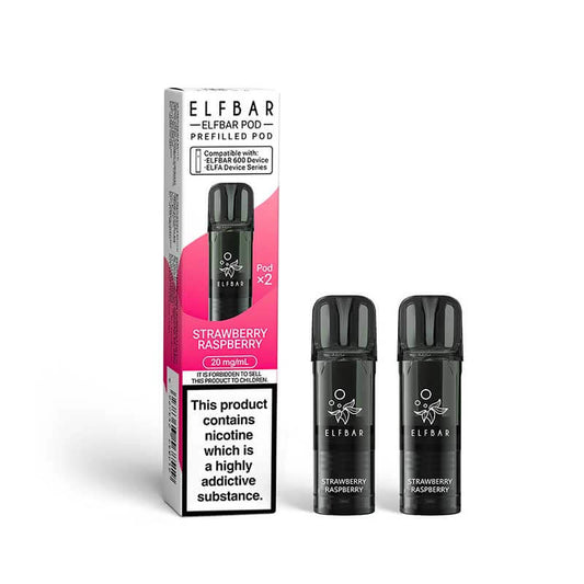 Elf Bar 600 Strawberry Raspberry Prefilled Vape Pods 20mg - 2PK