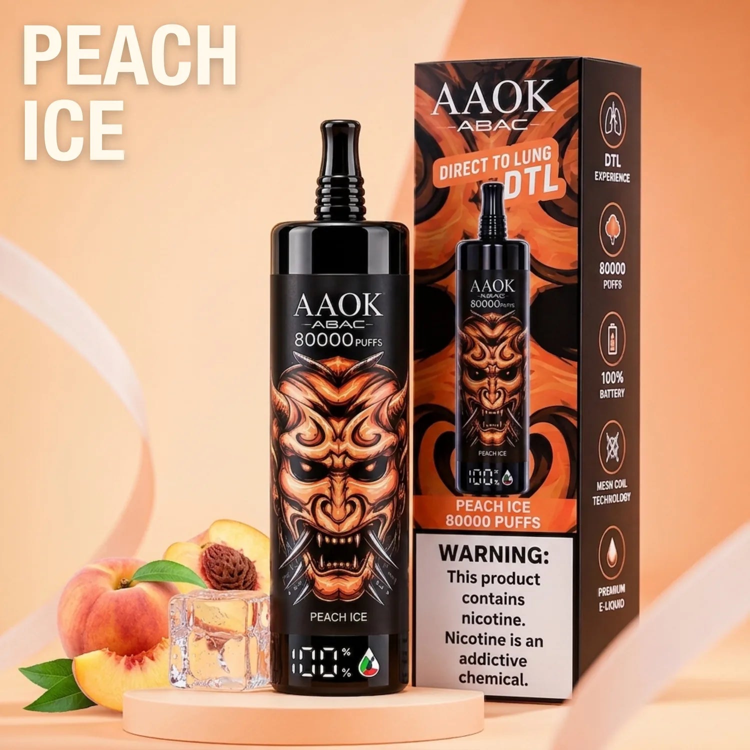 AAOK AK80000 disposable vape - Peach Ice flavour