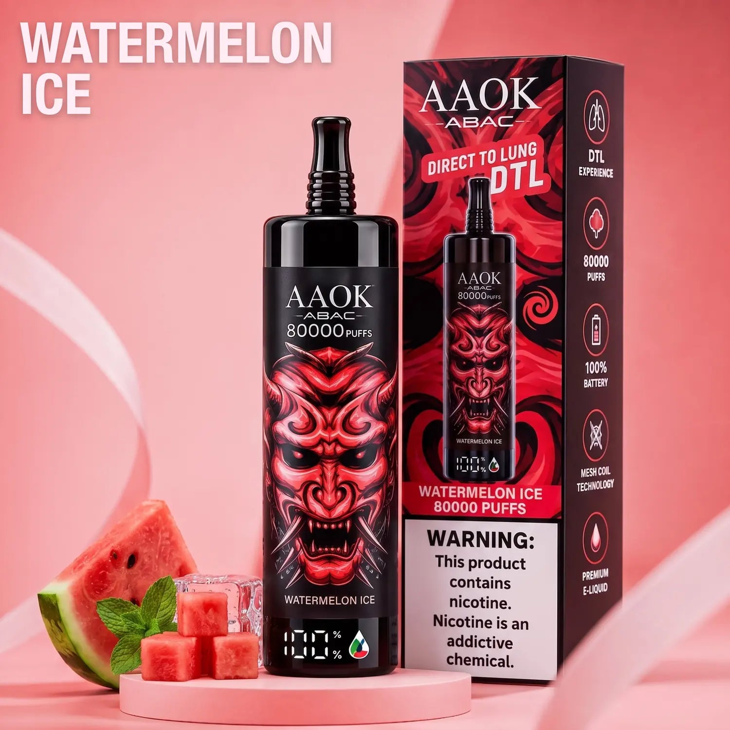 AAOK AK80000 disposable vape - Watermelon Ice flavour
