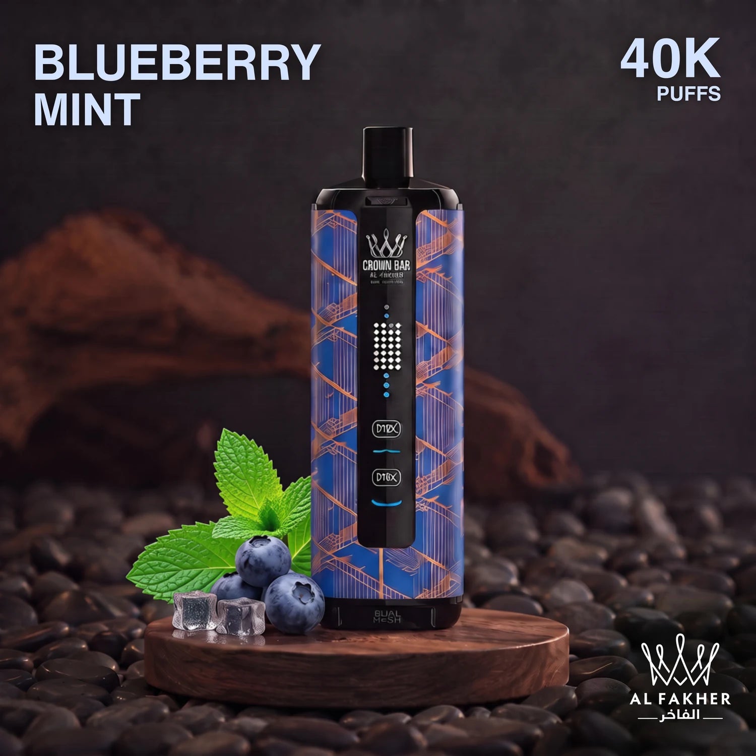 Al Fakher Crown Bar MegaMax 40K disposable vape - Blueberry Mint flavour