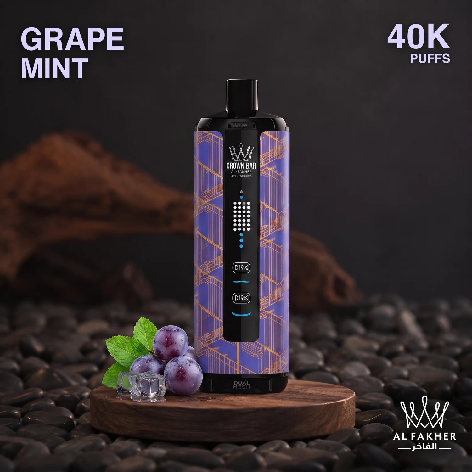 Al Fakher Crown Bar MegaMax 40K disposable vape - Grape Mint flavour