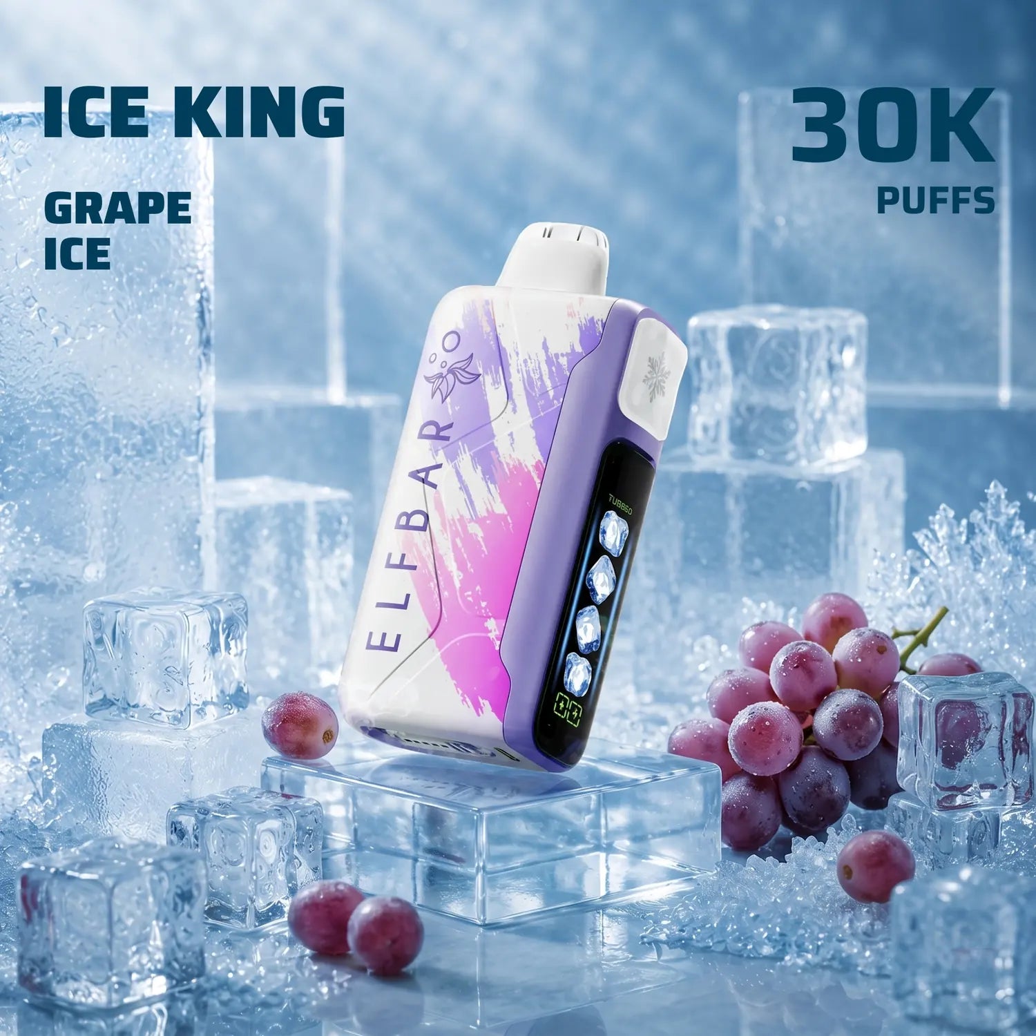 ELFBAR Ice King 30K disposable vape - Grape Ice flavour