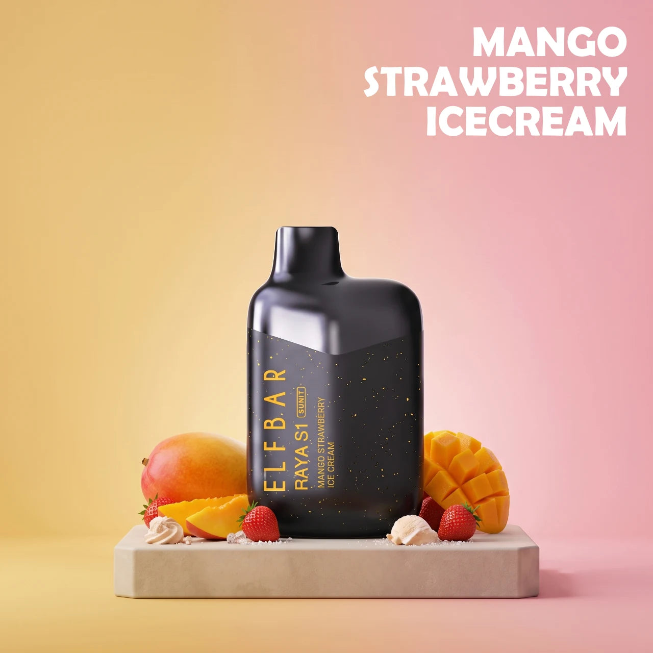 Elf Bar Raya S1 15000 disposable vape - Mango Strawberry Ice Cream flavour