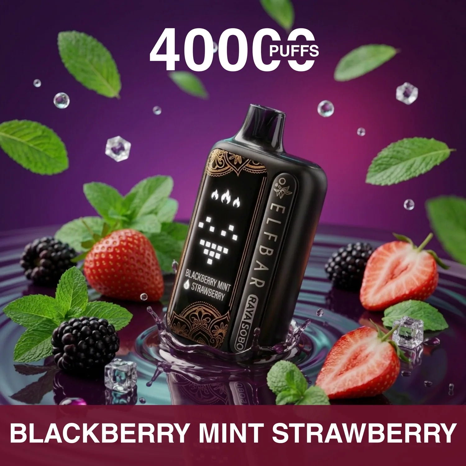 Elf Bar Raya Sobo 40000 disposable vape - Blackberry Mint Strawberry flavour