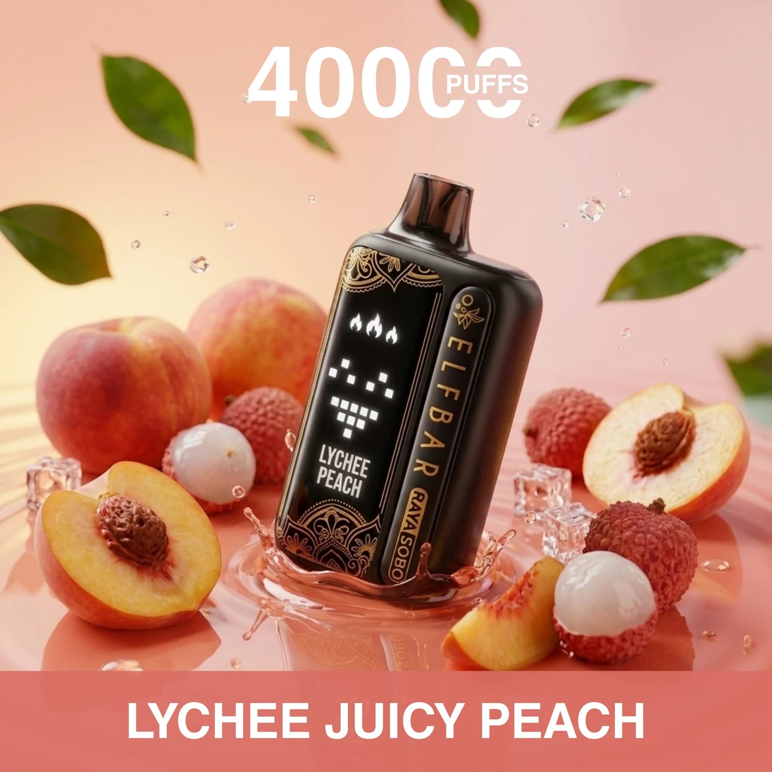 Elf Bar Raya Sobo 40000 disposable vape - Lychee juicy peach flavour