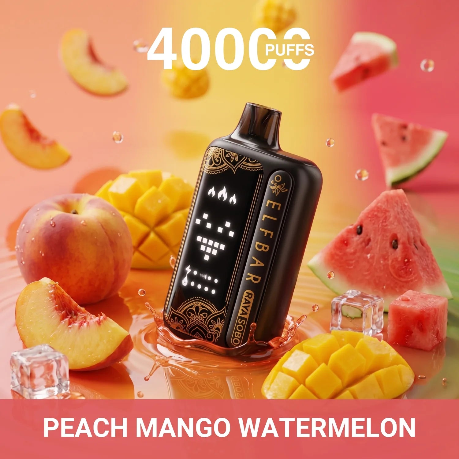 Elf Bar Raya Sobo 40000 disposable vape - Peach Mango Watermelon flavour