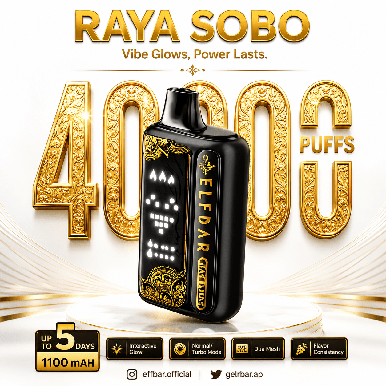 Elf Bar Raya SOBO Disposable Vape – 40000 Puffs | Vape Mash India