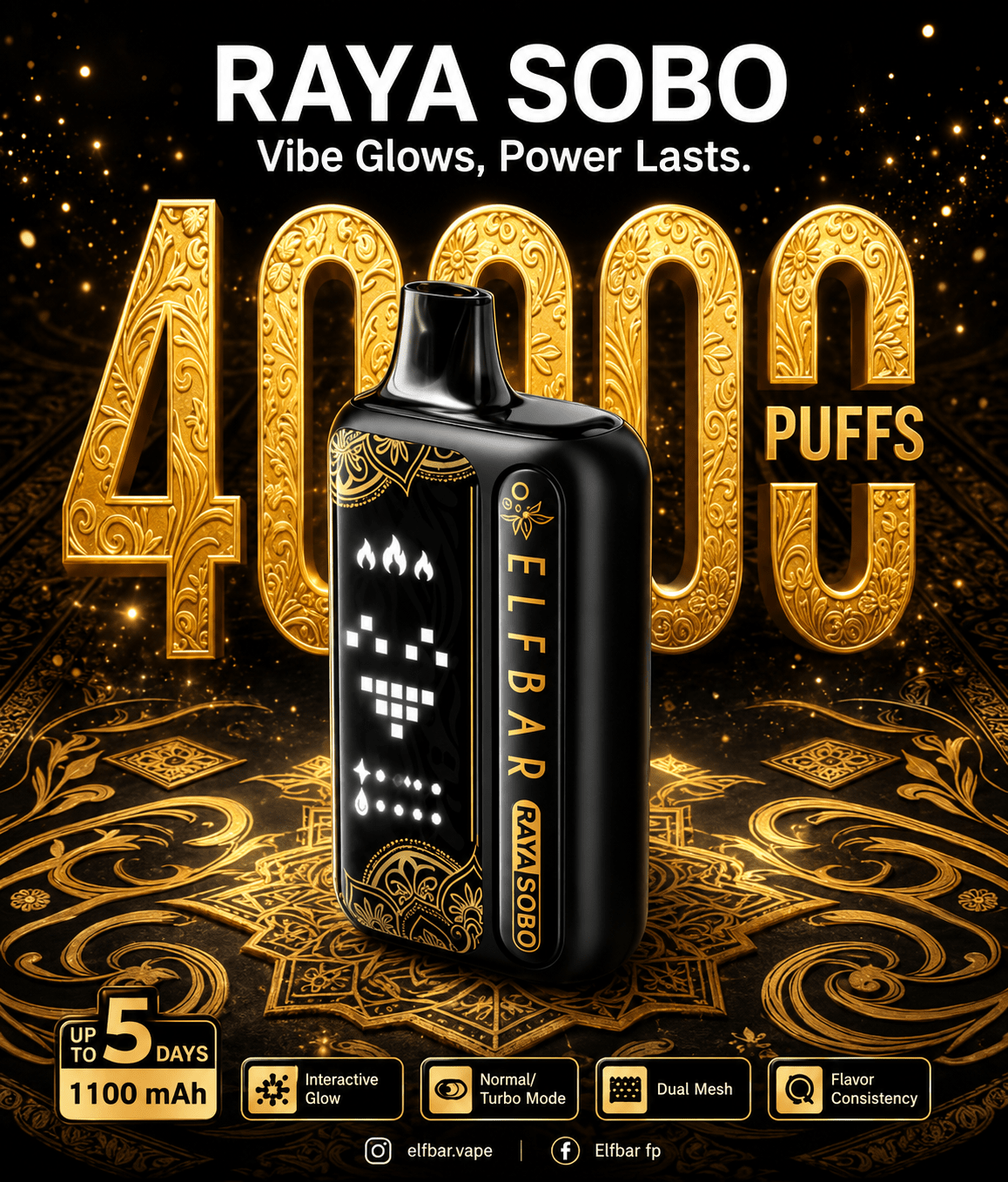 Elf Bar Raya SOBO Disposable Vape – 40000 Puffs | Vape Mash India