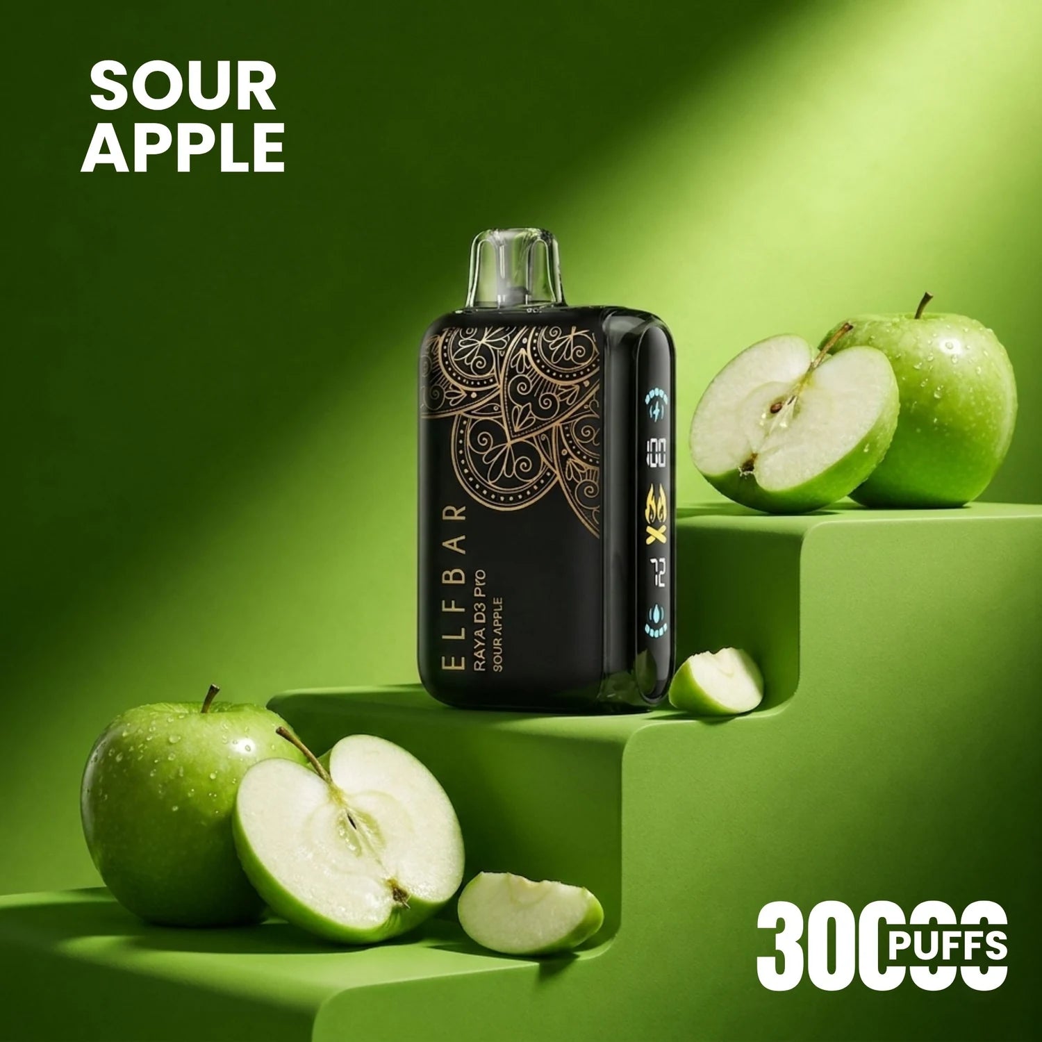 Elfbar D3 Pro - 30000 disposable vape - Sour Apple flavour
