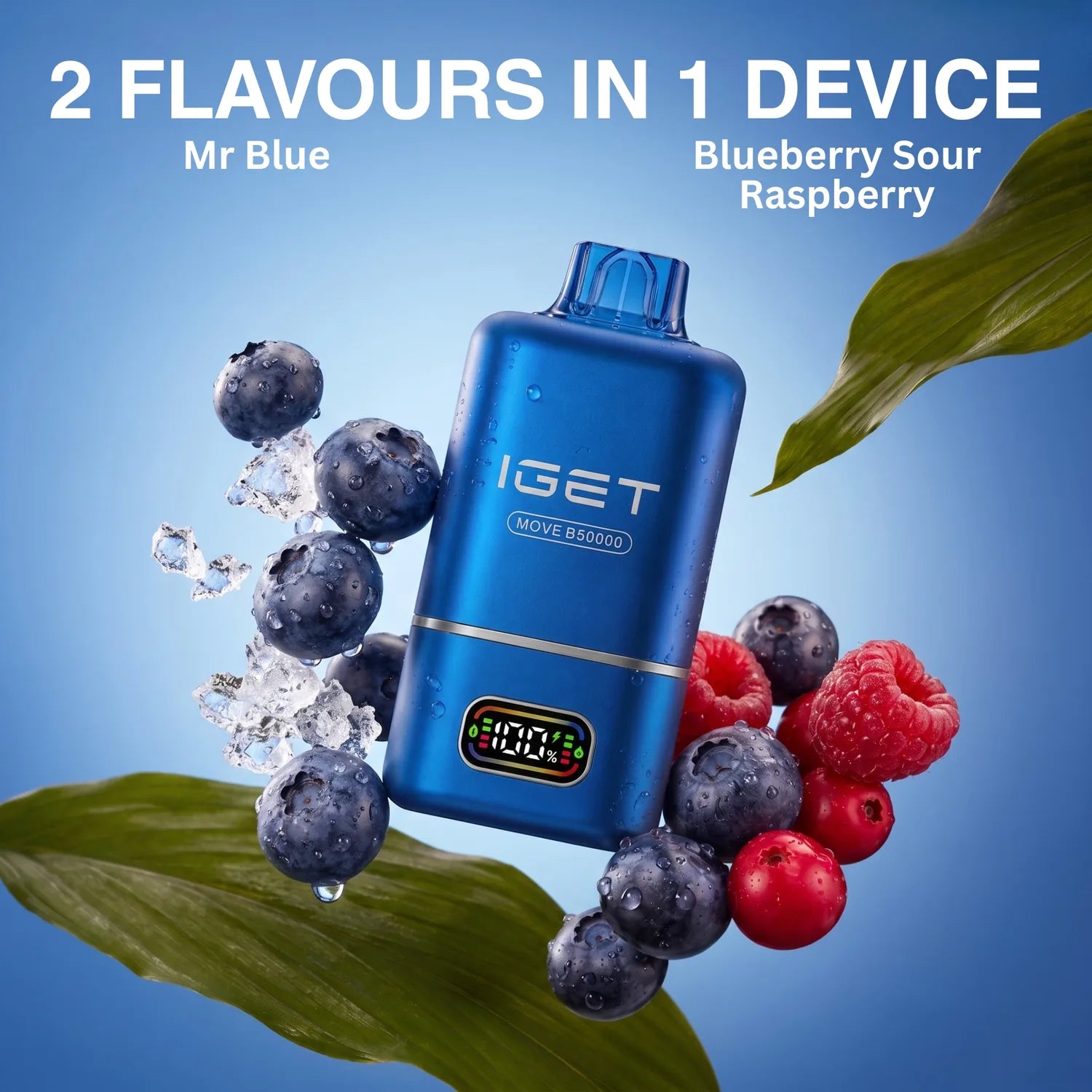 IGET Move 50K disposable vape - Blue Blueberry Raspberry flavour