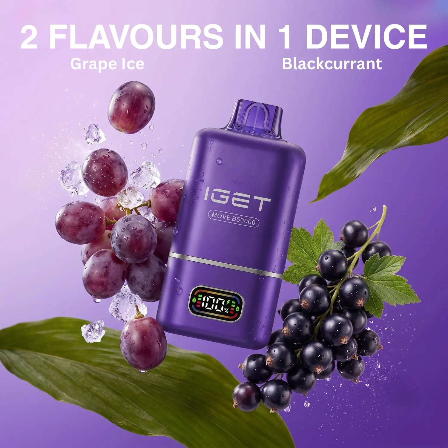 IGET Move 50K disposable vape - Grape Ice Blackcurrant flavour