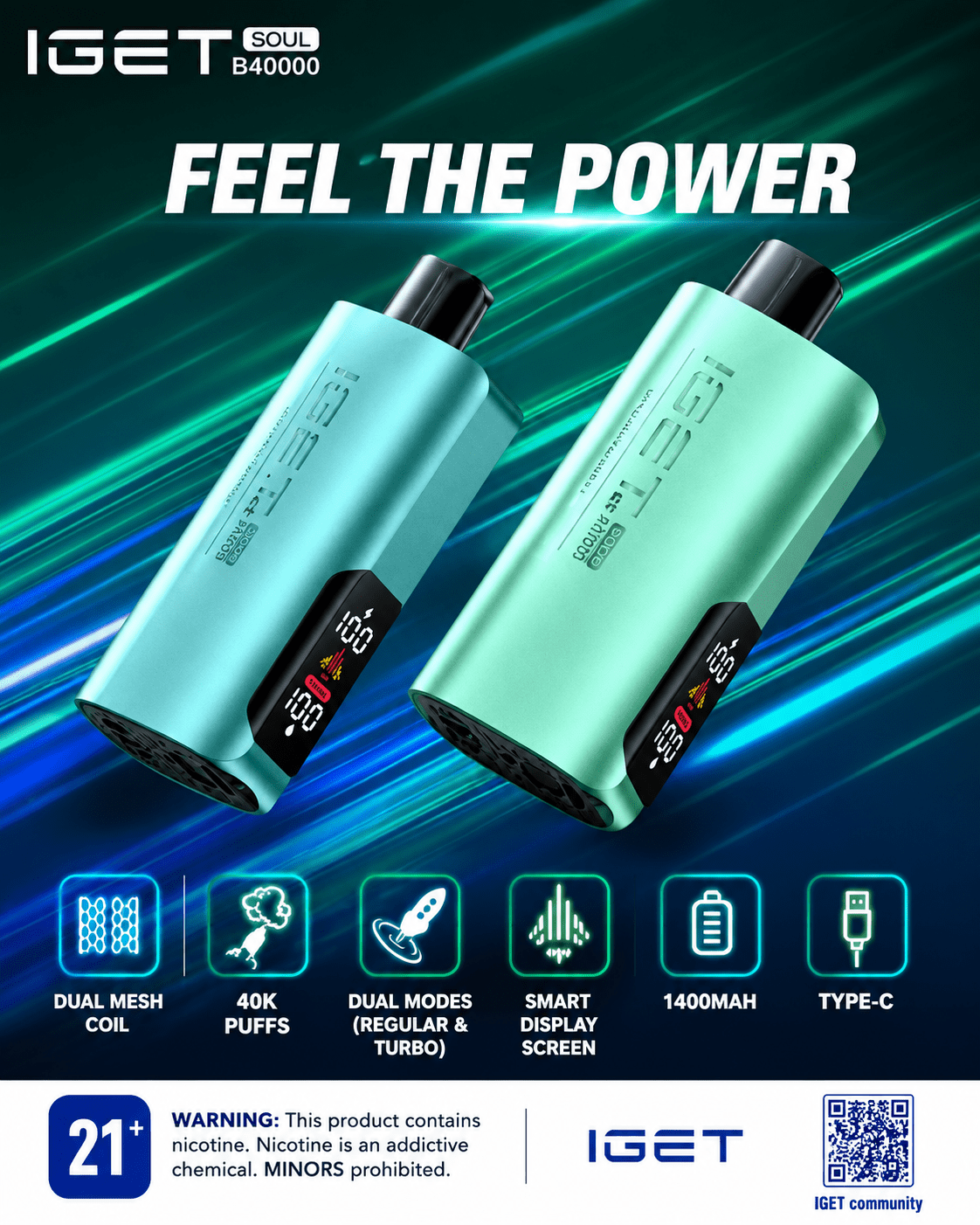 IGET Soul B40000 Disposable Vape – 40000 Puffs | Vape Mash India