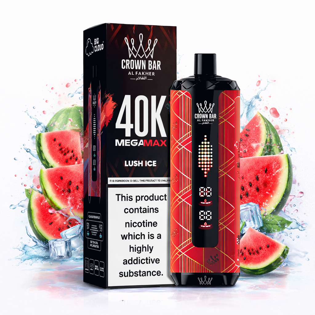 Al Fakher Crown Bar MegaMax 40K V2.0 Disposable Vape – 40,000 Puffs Rechargeable Shisha Vape with Dual Mesh Coil & LED Display