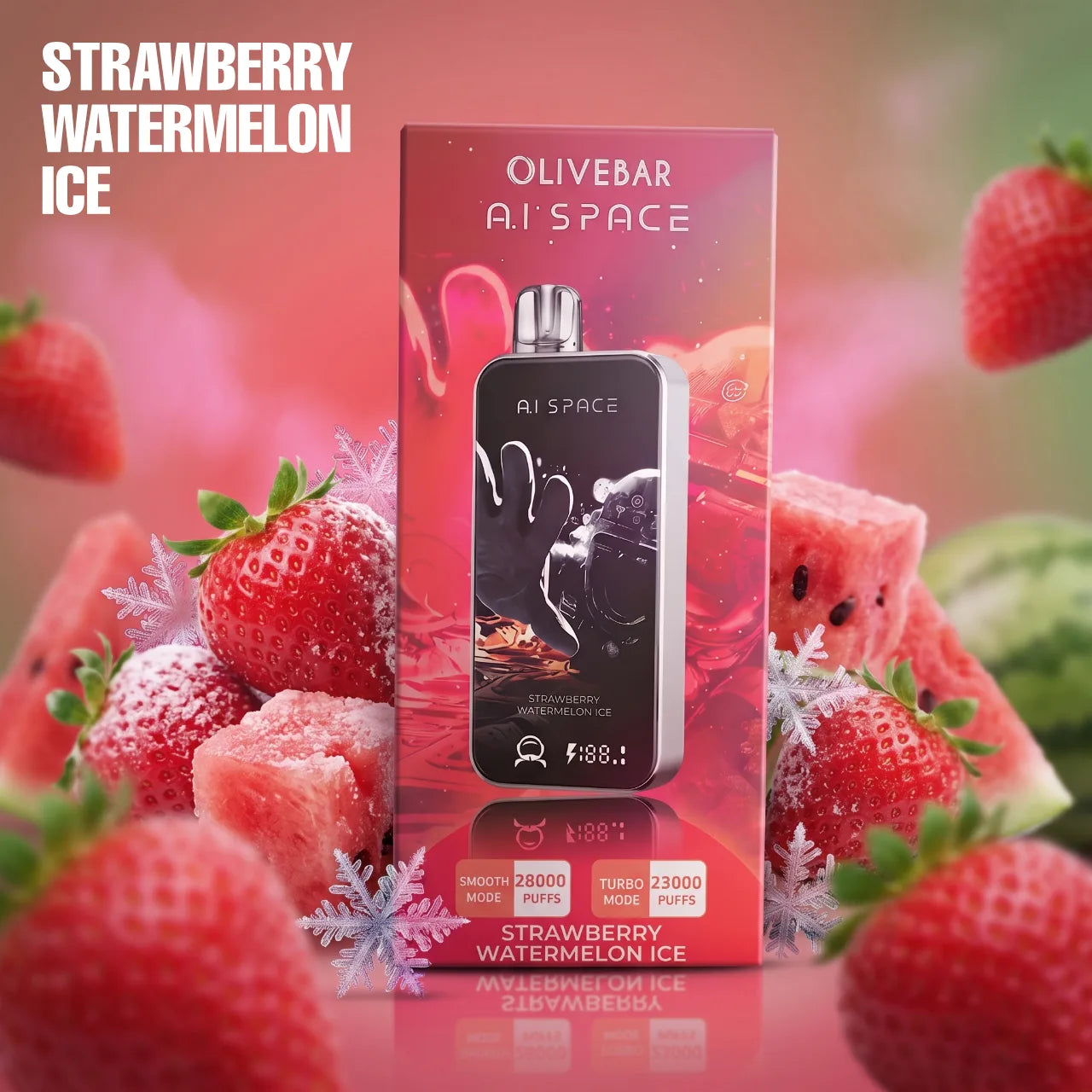 Olivebar AI Space 28000 disposable vape - Strawberry Watermelon Ice flavour