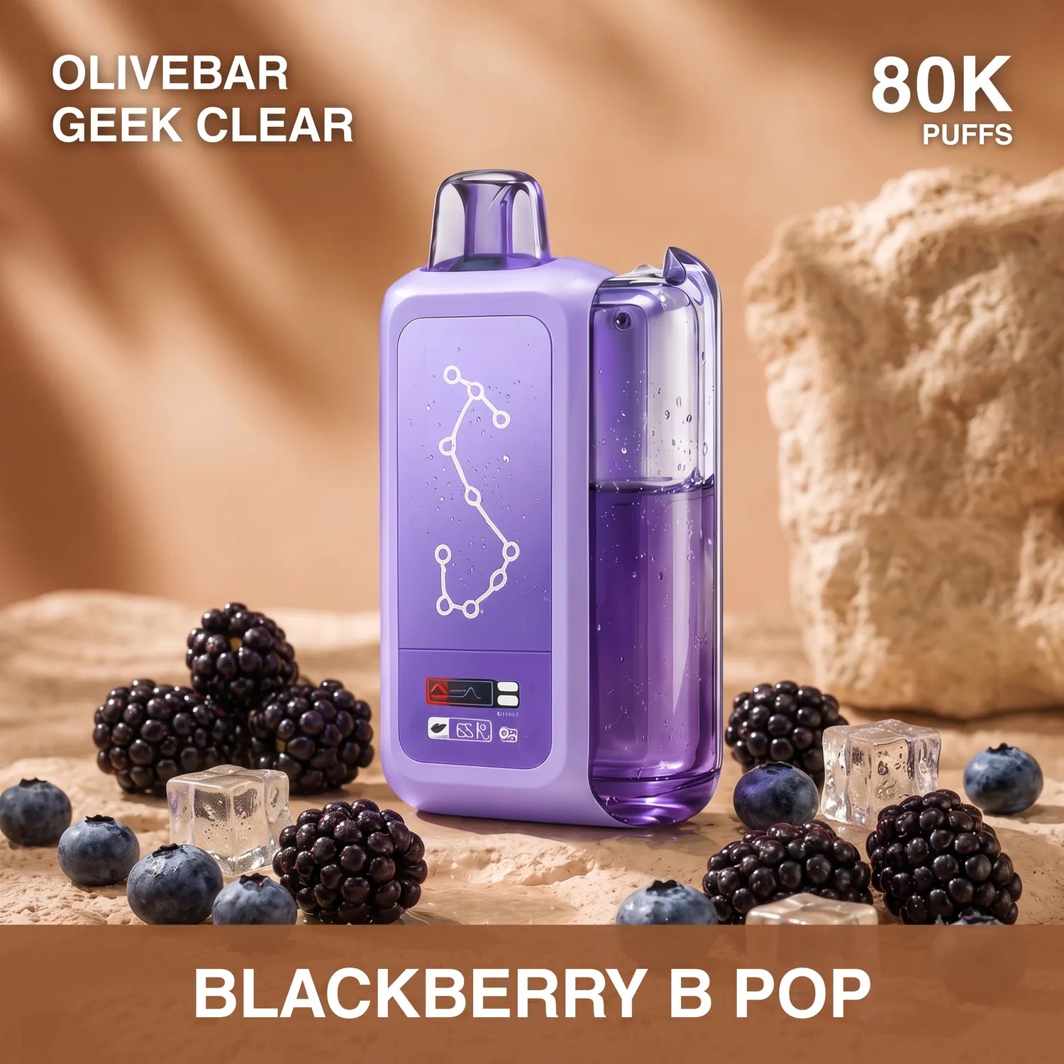 Olivebar Geek Clear 80000 disposable vape - Blackberry Pop flavour