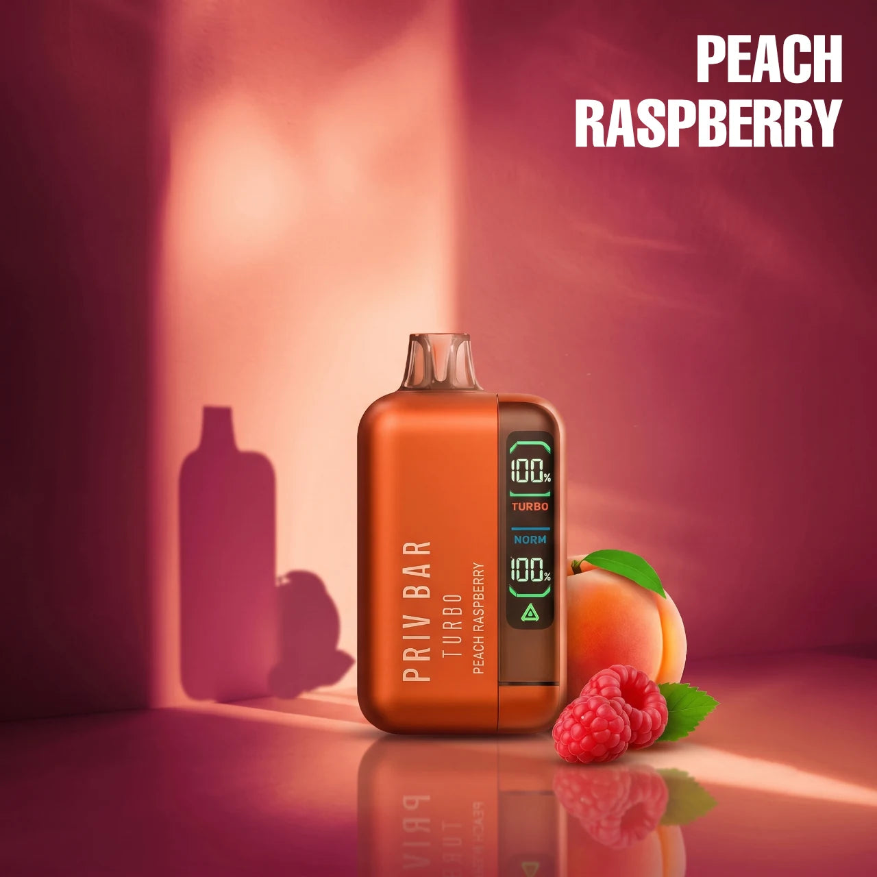 PRIV BAR TURBO – 15000 disposable vape - Peach Raspberry flavour