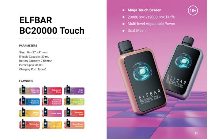 Elfbar Touch 14000 Puffs | 50mg Nic Disposable | Type C Rechargeable | Touch Screen Display