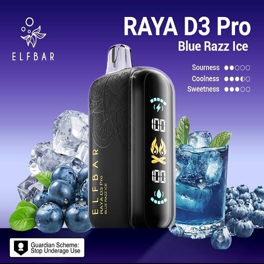Elfbar Raya D3 Pro 30K Disposable Vape – 30,000 Puffs Rechargeable Vape with Smart Display, Triple Mesh Coil & Adjustable Modes